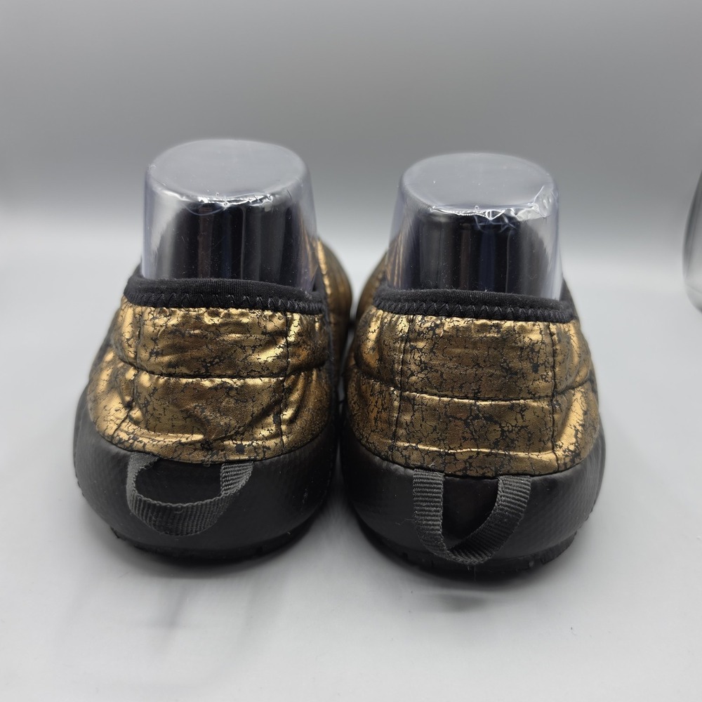 The North Face Thermoball Slippers Womens  7 Gold Black Faux Fur Lined Hard Sole - Picture 7 of 14